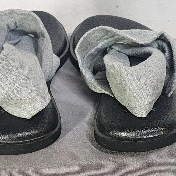 Sanuk Grey Black Ella Slip On Cushion Insole Stretch Fabric Yoga Sling Sandal 7 - Picture 7 of 16